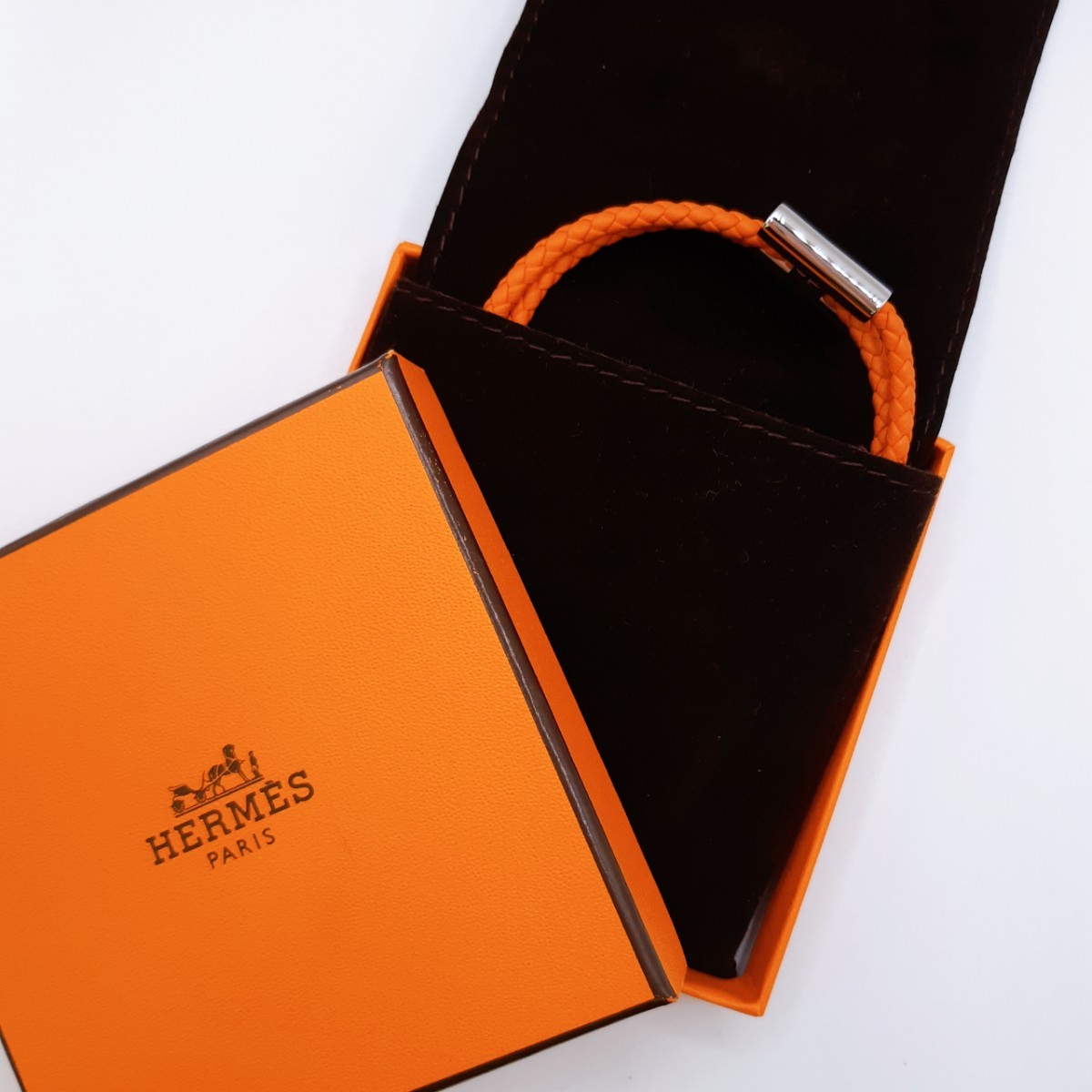 HERMES エルメス トゥルニス トレッセ バングル ブレスレット オレンジ