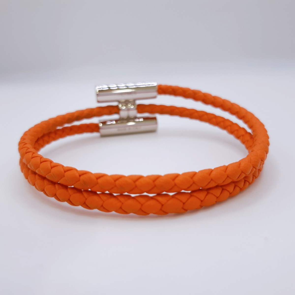 HERMES エルメス トゥルニス トレッセ バングル ブレスレット オレンジ