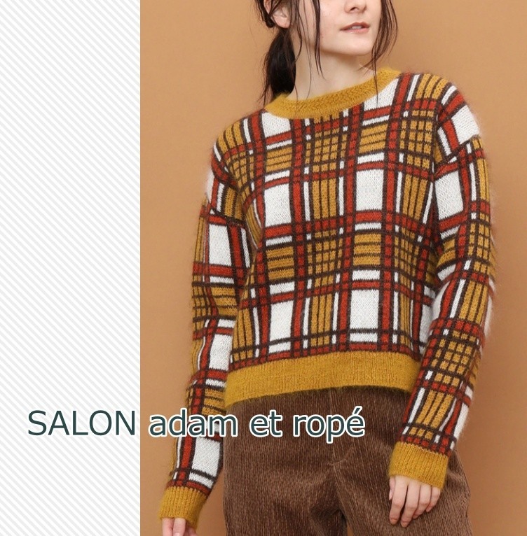 美品】SALON adam et rope モヘヤシャギー チェックプルオーバー
