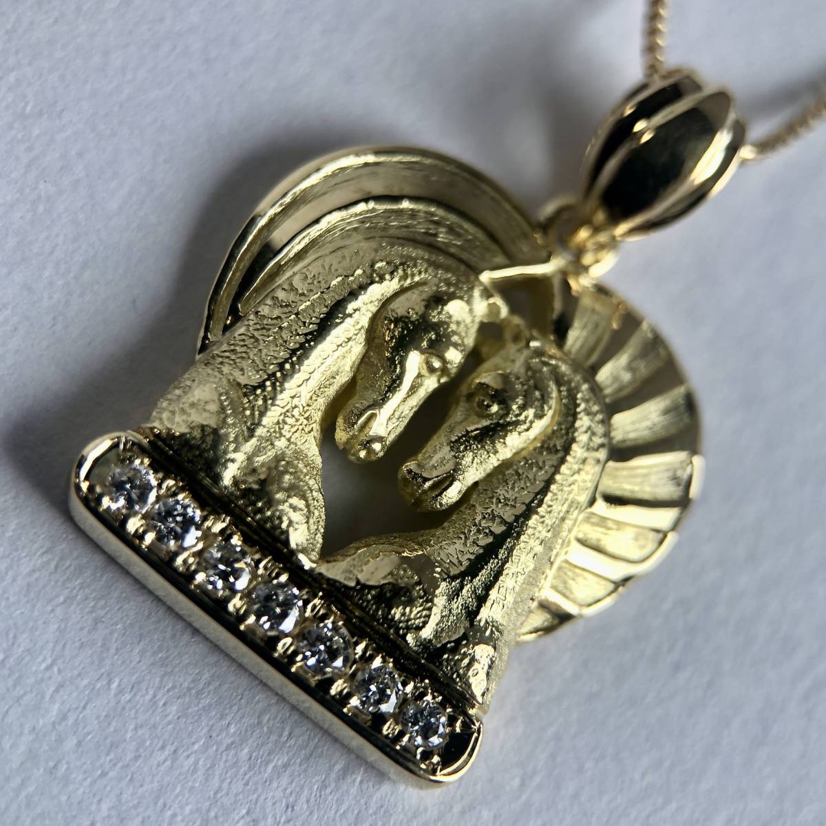 K18YG ペンダント ネックレス 馬モチーフ ダイヤ gold pendant