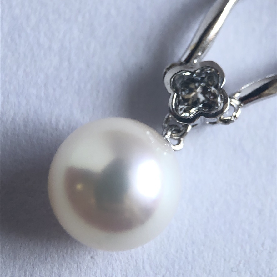 K18WG アコヤ真珠 ペンダント ネックレス パール ホワイトゴールド ダイヤ gold pearl pendant necklace diamond_画像1
