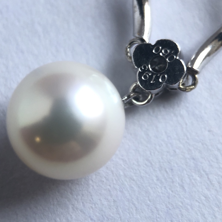 K18WG アコヤ真珠 ペンダント ネックレス パール ホワイトゴールド ダイヤ gold pearl pendant necklace diamond_画像2