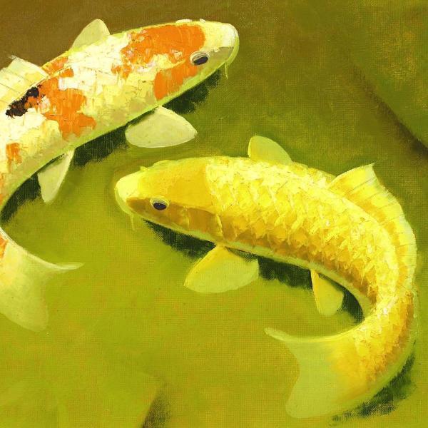超特価SALE開催!】 杉本進 鯉 油絵 油彩 絵画/タペストリ - education
