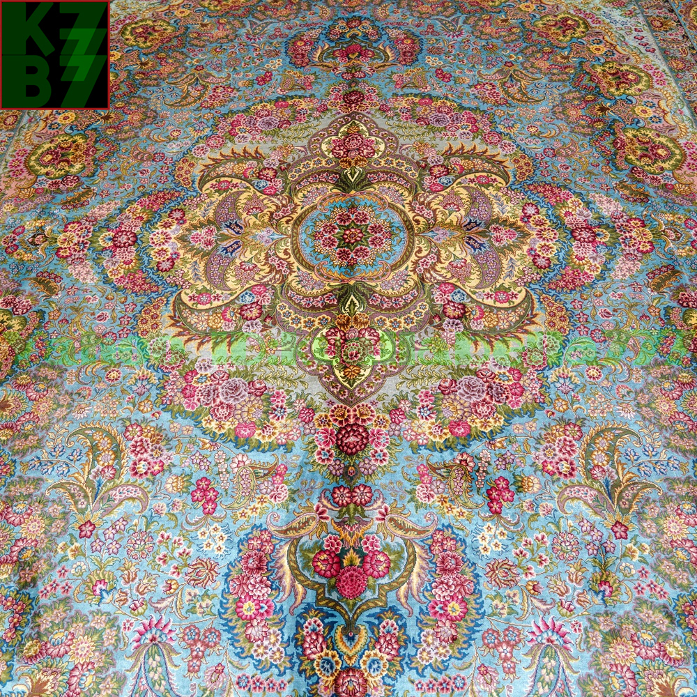 【贅沢敷物】ペルシャ 絨毯 シルク★310ｘ430ｃｍ 100％ ハンドメイド カーペット ラグ 住まい インテリア 応接間 リビング 高級 装飾 X61_画像4
