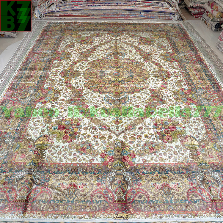 [ luxury rug ]peru car .. silk *370x550cm 100% hand made carpet rug house interior reception interval living high class equipment ornament X72