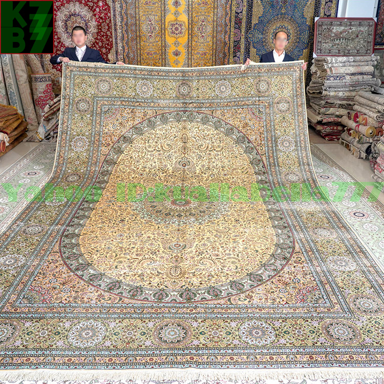 【贅沢敷物】ペルシャ 絨毯 シルク★310ｘ442ｃｍ 100％ ハンドメイド カーペット ラグ 住まい インテリア 応接間 リビング 高級 装飾 X64_画像1