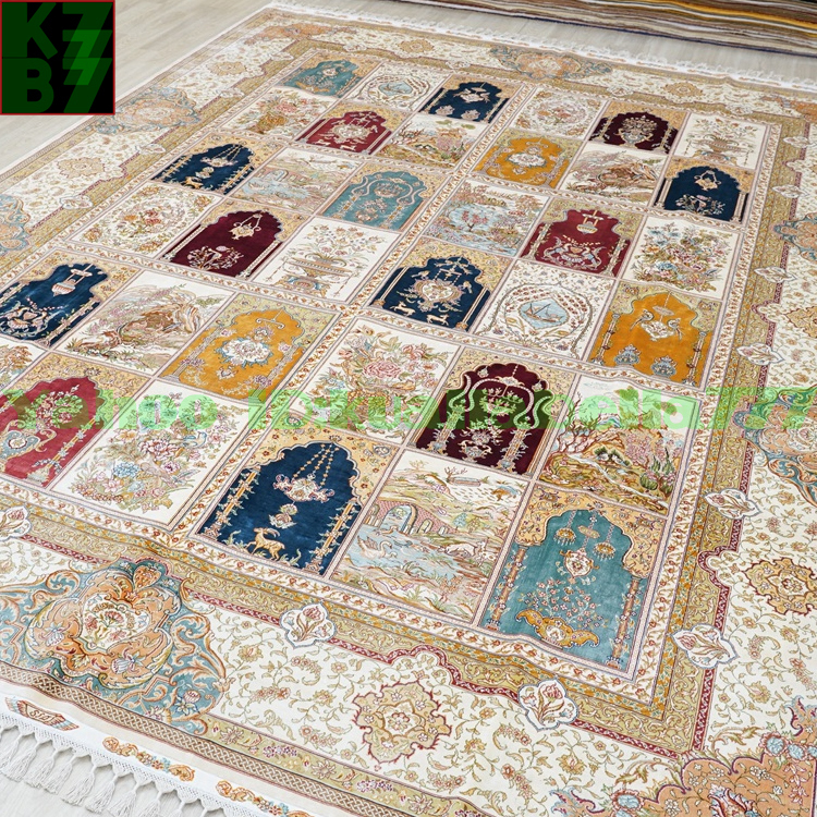 [ luxury rug ]peru car .. silk *260x360cm 100% hand made carpet rug house interior reception interval living high class equipment ornament X49