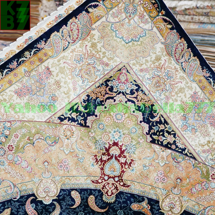 【贅沢敷物】ペルシャ 絨毯 シルク★260ｘ360ｃｍ 100％ ハンドメイド カーペット ラグ 住まい インテリア 応接間 リビング 高級 装飾 X48_画像4