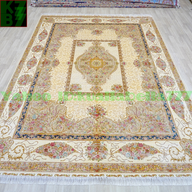 [ luxury rug ]peru car .. silk *274x366cm 100% hand made carpet rug house interior reception interval living high class equipment ornament X45