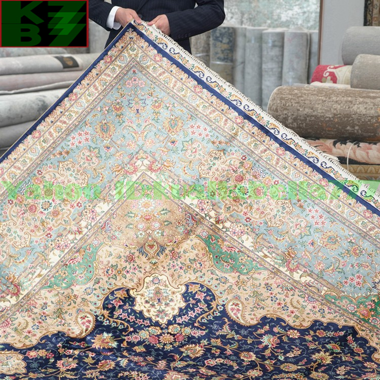 【贅沢敷物】ペルシャ絨毯シルク★274x366cm 100%ハンドメイドカーペットラグフローリング住まいインテリア応接間リビング高級装飾 X42_画像7