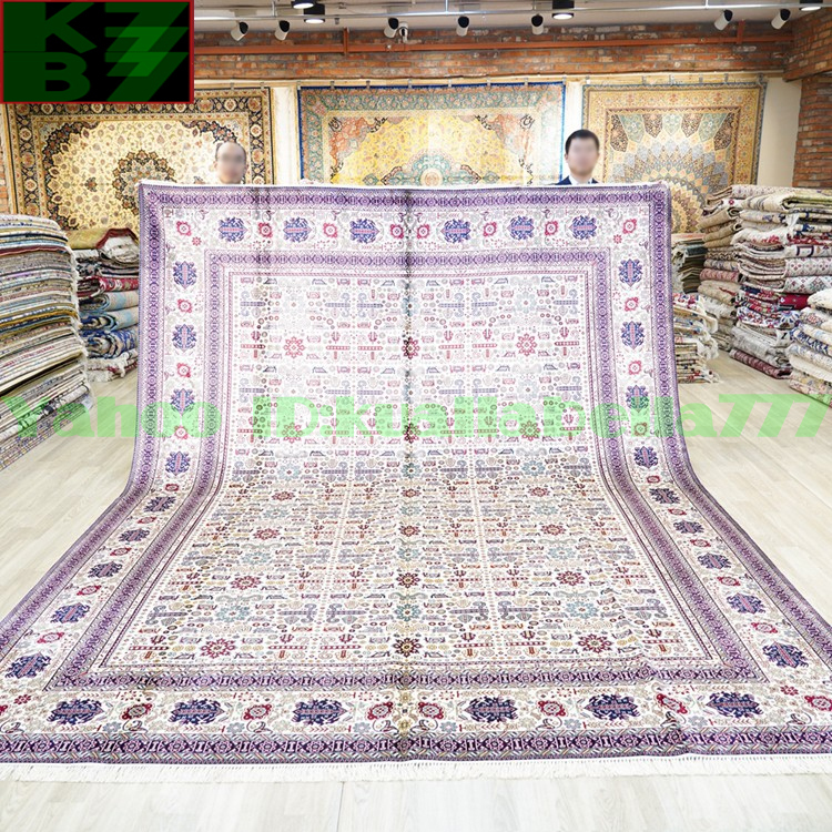 【贅沢敷物】ペルシャ 絨毯 シルク★274ｘ366ｃｍ 100％ ハンドメイド カーペット ラグ 住まい インテリア 応接間 リビング 高級 装飾 X39_画像1