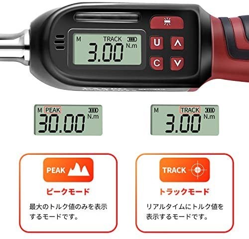 VANPO デジタル トルクレンチ 差込角 9.5mm (3/8インチ) 3-60Nm バイク