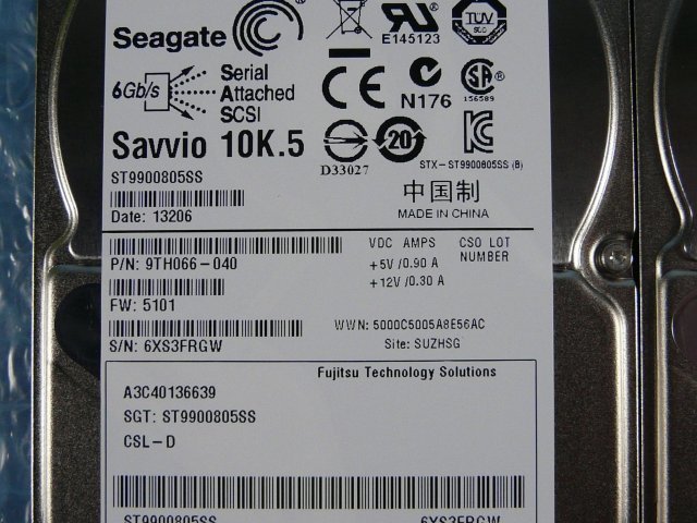 1FWP3 // 3 piece set Seagate Savvio 10K.5 ST9900805SS 900GB 2.5 -inch SAS 6Gb 10000rpm (A3C40136639)//Fujitsu PRIMERGY RX300 S7 taking out 