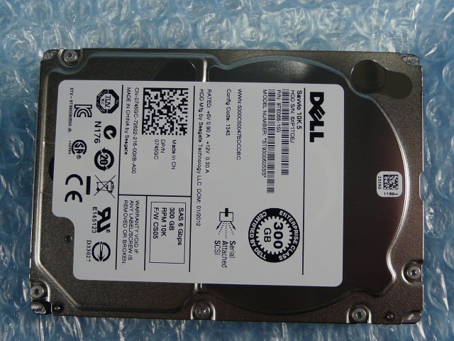 1LNK // DELL 0745GC(745GC) 300GB 2.5インチ SAS 6Gbps 10K(10000)rpm ST9300605SS // Dell PowerEdge R710 取外 //在庫3の画像9