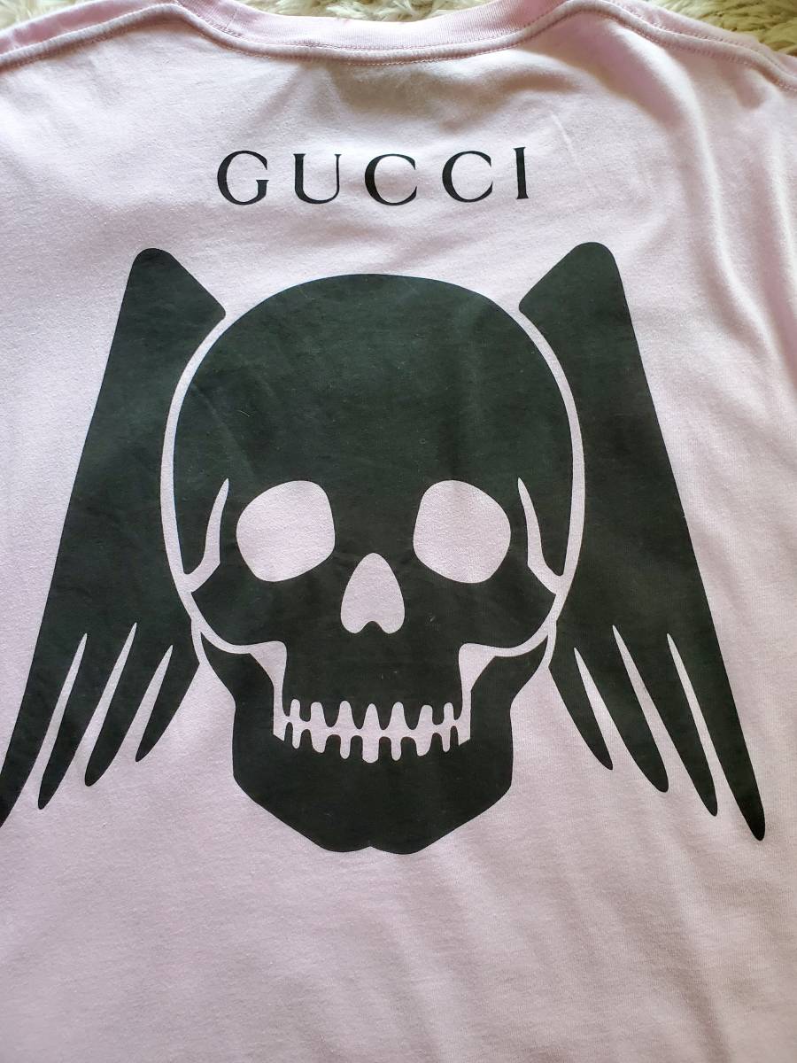 ☆スカルロゴ☆Tシャツ☆GUCCI☆サイズXS☆ピンク☆正規店舗タグ