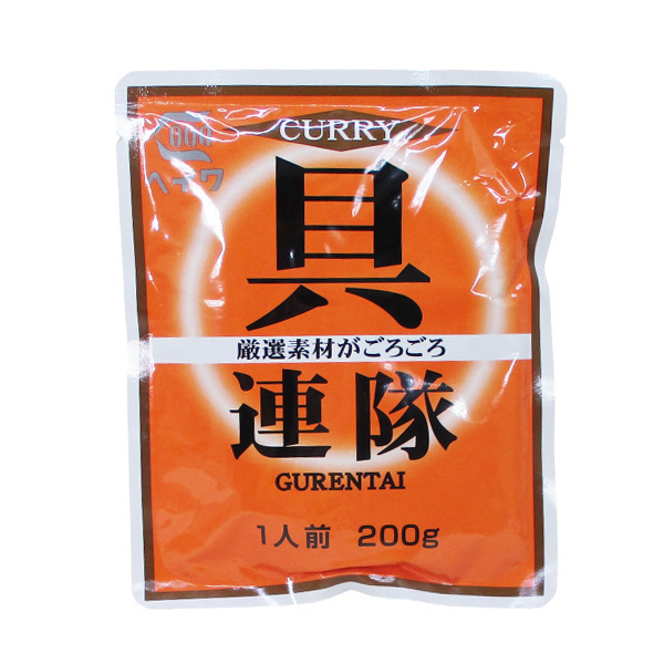 送料無料メール便 レトルトカレー　具連隊　厳選素体がごろごろ 業務用 平和食品 200g×４食セット_画像1