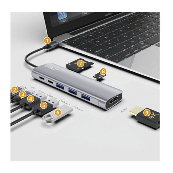送料無料 多機能USBハブ Type-C 変換アダプター 8in1 Switch検証済 Lazos L-CH8/6165ｘ１本_画像6