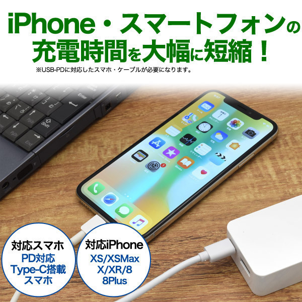 送料無料 USB-ACアダプター USB PD対応 18W超急速充電器 TYPE-C+USB 2ポート USB060ｘ２台セット/卸_画像5