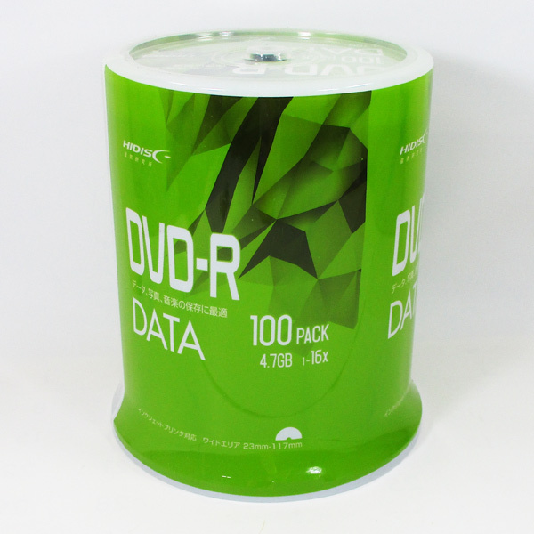 送料無料 DVD-R 100枚 データ用 4.7GB 16倍速 HIDISC VVDDR47JP100/0699ｘ３個セット/卸