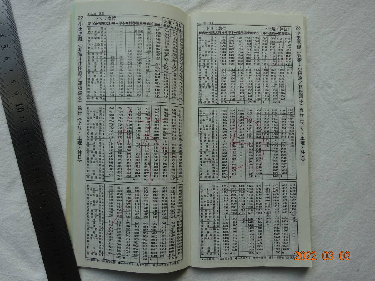 ◎ ’９６夏号【 小田急時刻表 】平成８年 (1996年) 観光沿線 時刻付沿線ガイド 小田急連絡ＪR・各社線の画像3