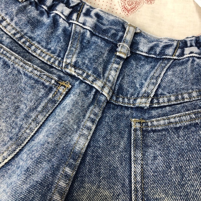 80s~90s レトロ ワイドテーパード ケミカルウォッシュ デザインデニム