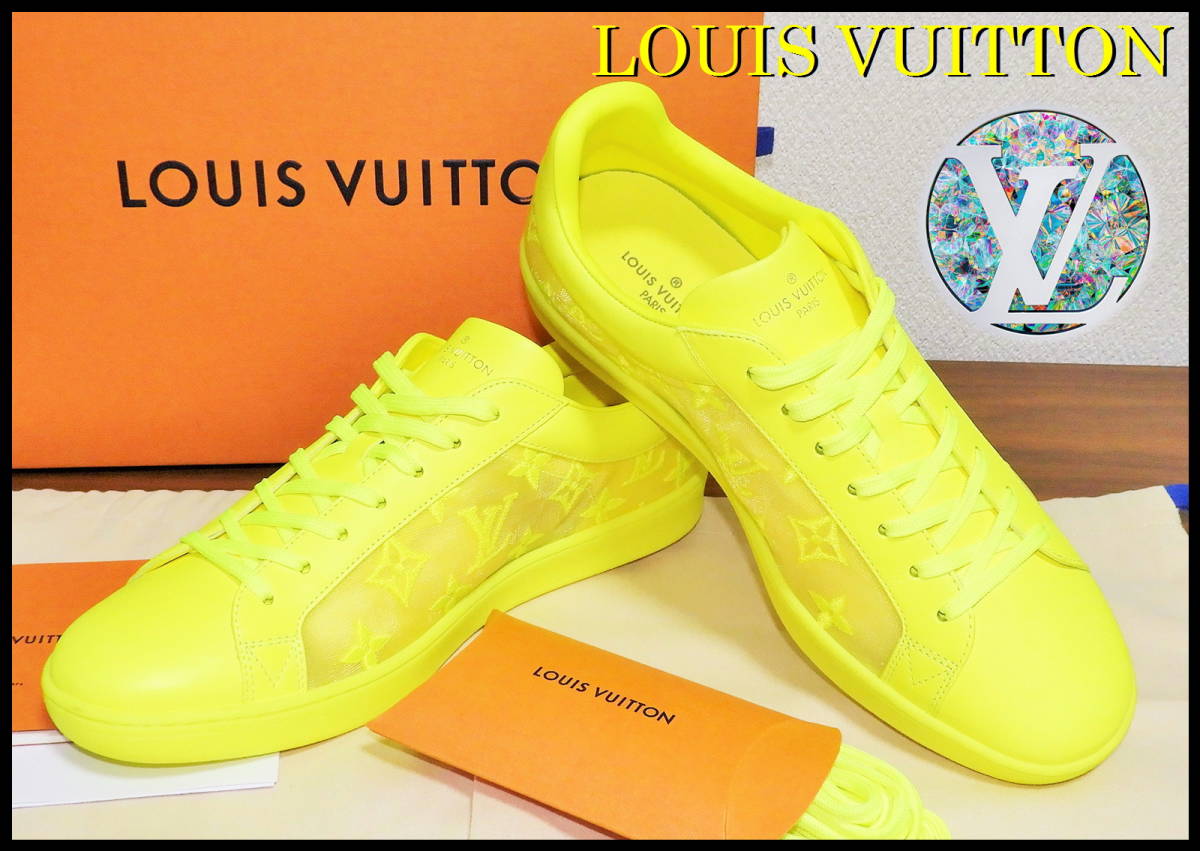 即完売 LOUIS VUITTON タトゥースニーカー ルイヴィトン メンズ 7 メッシュ モノグラム イエロー 黄色 レア ローカット LV ベルト 靴
