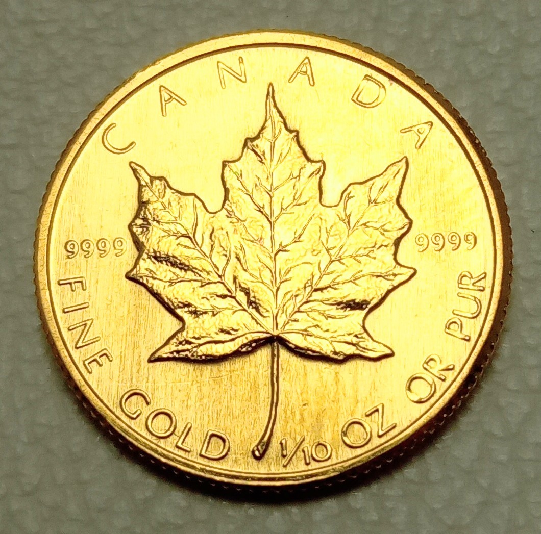 カナダ】K24 メイプルリーフ/1/10oz/3.1g 金貨