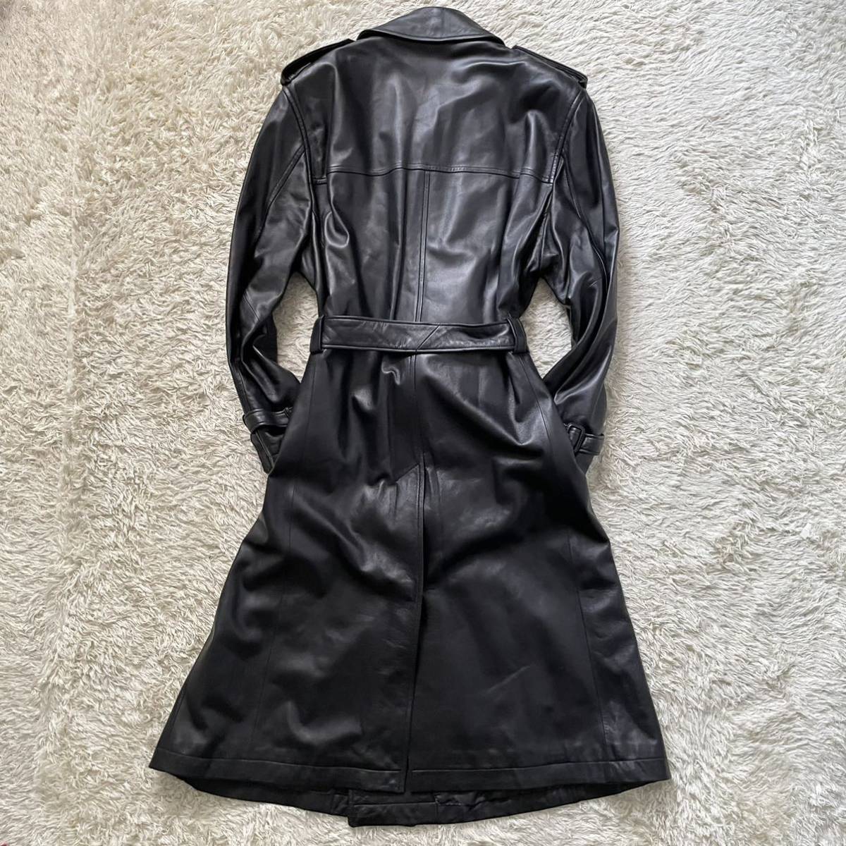 BALMAIN 黒 レザー ロングコート L BALMAIN 黒 レザー ロングコート L