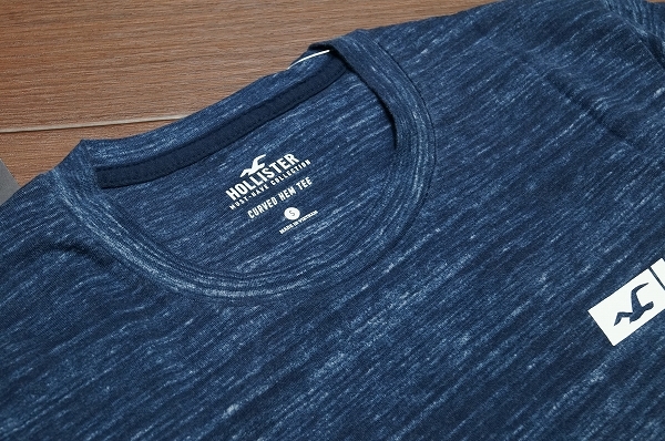 ◆◇★Hollister 杢調柄 バックプリント Tシャツ 半袖/S/ネイビー/メンズ ホリスター アバクロ ラウンドT カットソー◇◆_画像4