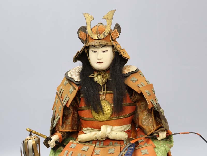 沸騰ブラドン ■即決■ 江戸時代 武者人形 赤鎧 描き目 兜を省く高さ40cm 五月人形 源義経 五月人形