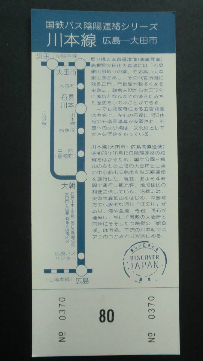 国鉄バス陰陽連絡シリーズ　乗車券　2枚（No1・2）　1974年　国鉄中国地方自動車局_画像3