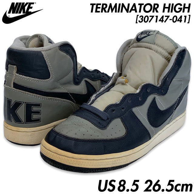 希少■NIKE (ナイキ) TERMINATOR HIGH ターミネーター ハイ 灰紺 (グレー/ネイビー) US8.5 26.5㎝ [307147-041] 2003年製ヴィンテージ 復刻