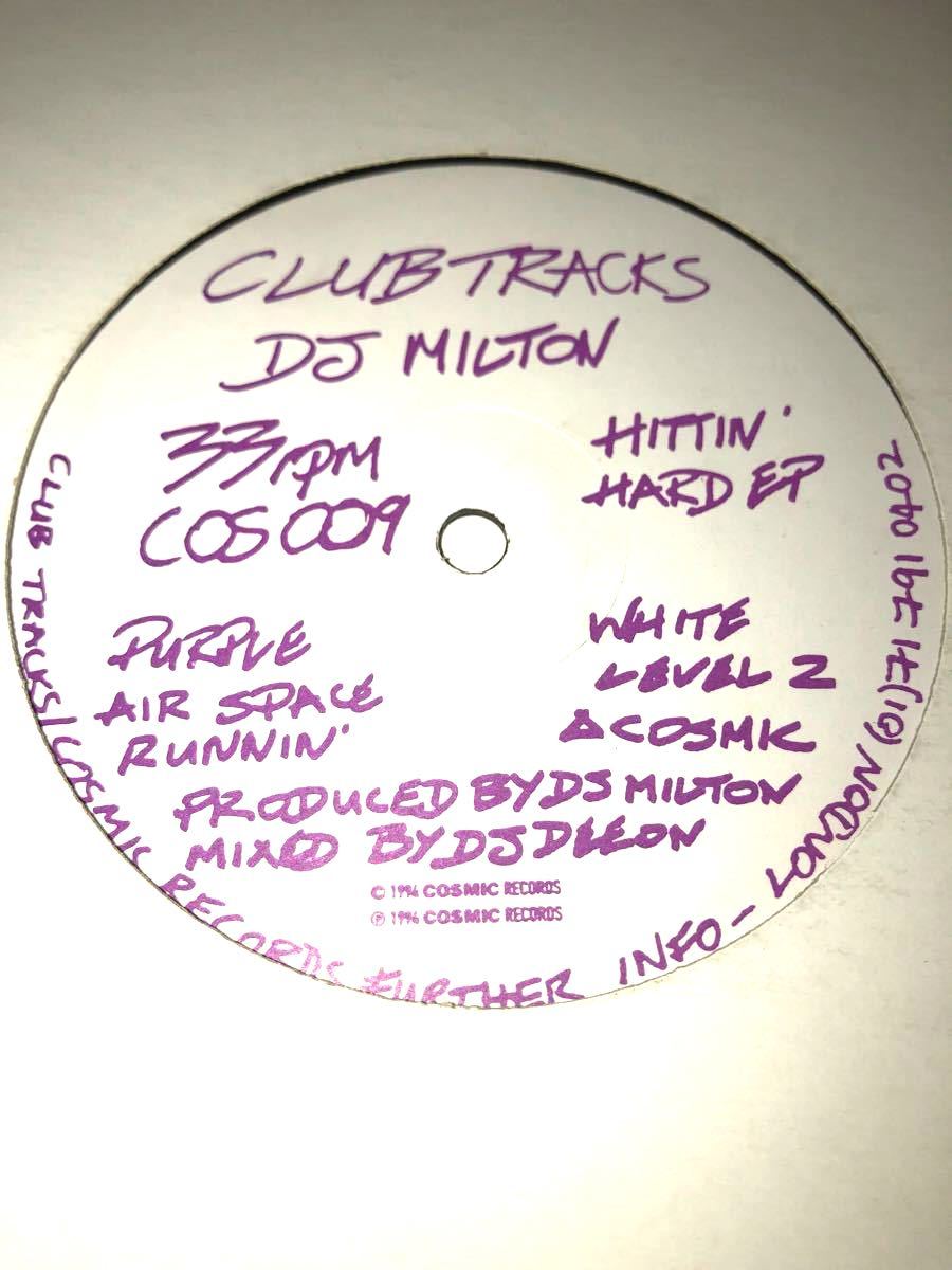 COSMIC 9番 DJ MILTON Hittin hard EP 1994年 アナログ レコード 90年代 超希少 擦り傷汚れ