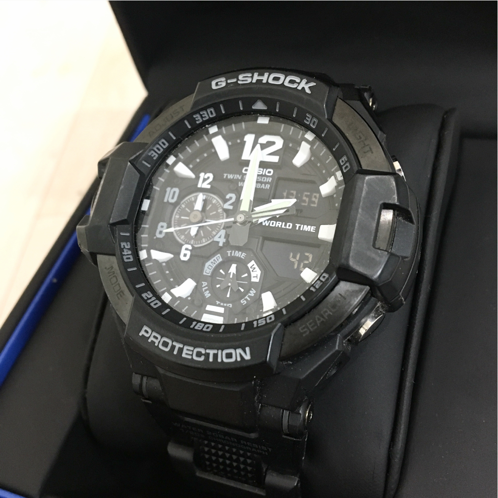 CASIO G-SHOCK カシオ スカイコックピット グラビティマスター 「GA-1100-1AJF」/フライトコンポジットバンド 装着/元ベルト・専用工具付の画像2