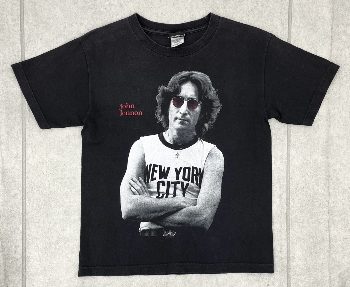 古着 90s ビートルズ ジョンレノン 半袖 シャツ バンド ブラック 黒 ① Yahoo!オークション - 90s ジョンレノン 半袖 プリント Tシャツ