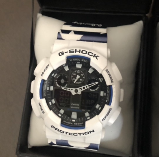 G-SHOCK LIBERTY WALK カスタム 白 ネイビー 星柄 デジアナ LB WORKS コラボ 改造車 カスタムカー ブランド GA-100 アナデジ CASIO GA-100_画像2