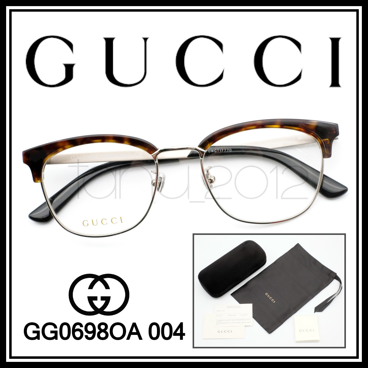 ★新品本物!GUCCI GG0698OA 004 べっ甲柄/シルバー グッチ サーモントブロー アジアンフィット コンビネーションフレーム メガネ 眼鏡