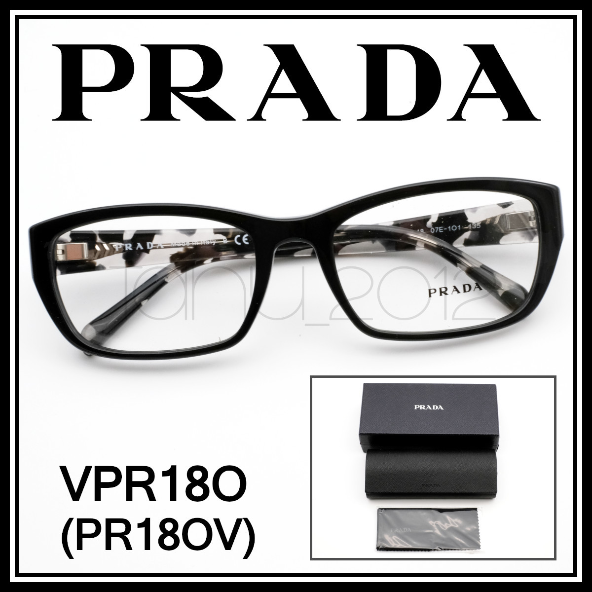 新品本物 PRADA PR18OV VPR18O ブラック/グレー系クリアべっ甲カラー