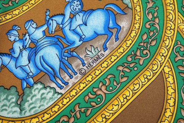 エルメス カレ90 大判 スカーフ シルク100% QALAMDAN カラムダン
