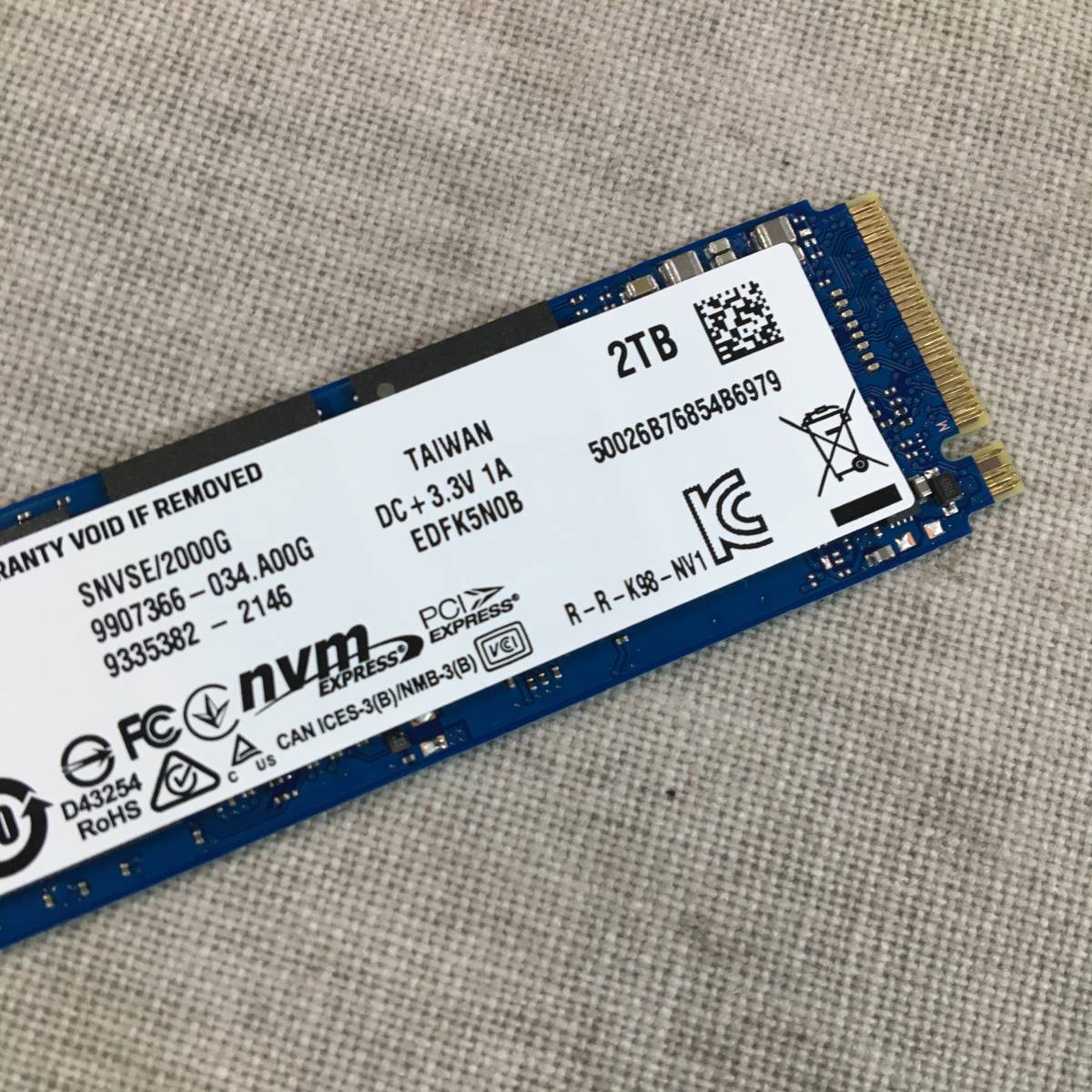 現状品 キングストンテクノロジー Kingston SSD NV1-E 2000GB 2TB M.2