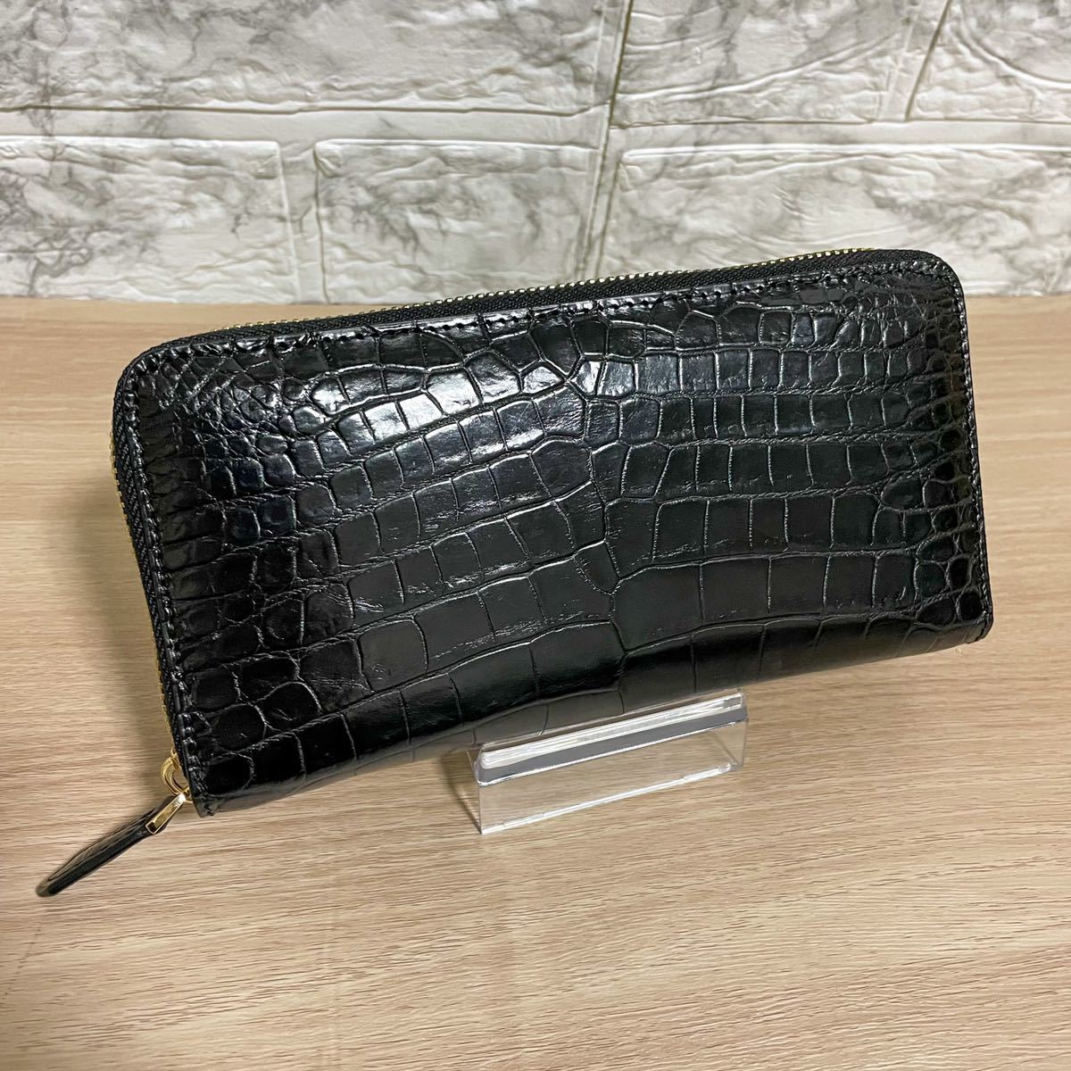金運アップ】 高級 クロコダイル × 蛇革 大容量 長財布 センターカット