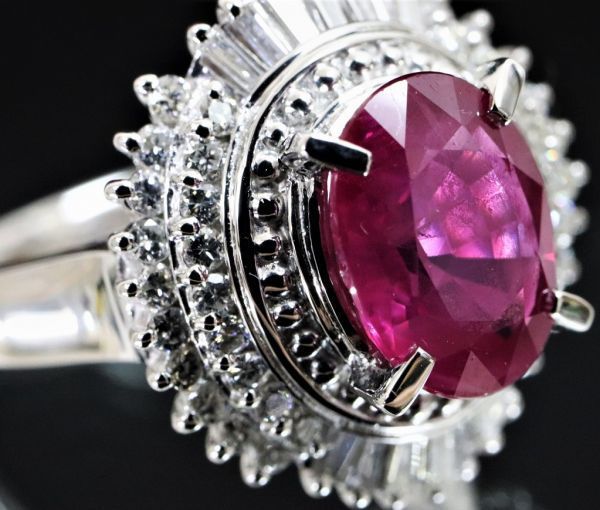 超豪華 大粒 0.57ct 2.33ct Pt900 サイズ15号 プラチナ リング 天然 超豪華 大粒 0.57ct 2.33ct Pt900 サイズ15号 プラチナ リング 天然