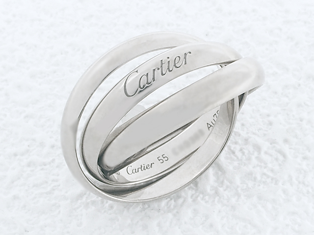 富士屋◆送料無料◆カルティエ Cartier トリニティリング クラシック 750WG ホワイトゴールド ＃55 リング_画像1