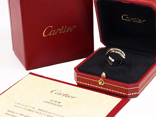 富士屋◆送料無料◆カルティエ Cartier トリニティリング クラシック 750WG ホワイトゴールド ＃55 リング_画像4