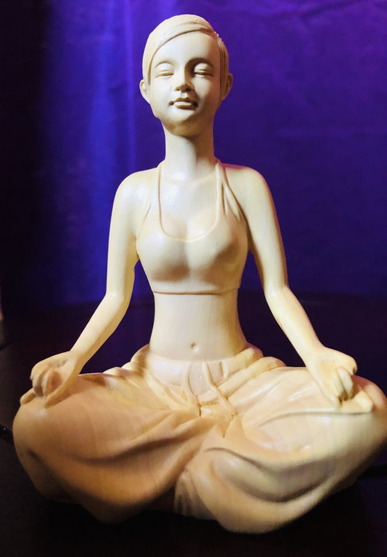 木製 木彫り 工芸品 女神 3点 彫刻 ヨガ美女 置物 - www.esyav.com