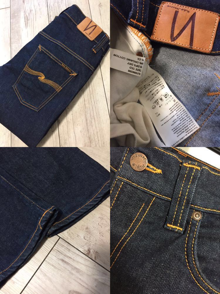 正規 Nudie Jeans TAPE TED 16DIPS cotton99% ELASTANE1% 32x32 stretch taper skinny fit テープテッド インディゴ ストレッチデニム★