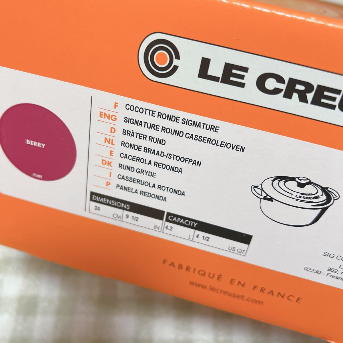 ルクルーゼ LE CREUSET シグニチャー ココットロンド 24cm ベリー