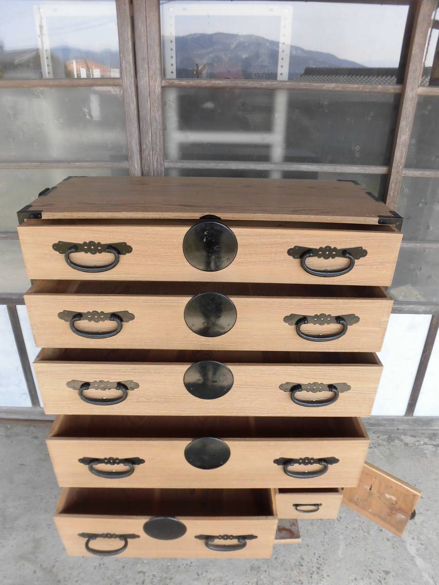 箪笥 杉箪笥 5段箪笥 飾り金具 開き戸(内2段)角金具 上下・2 箪笥 杉箪笥 5段箪笥 飾り金具 開き戸(内2段)角金具 上下・2
