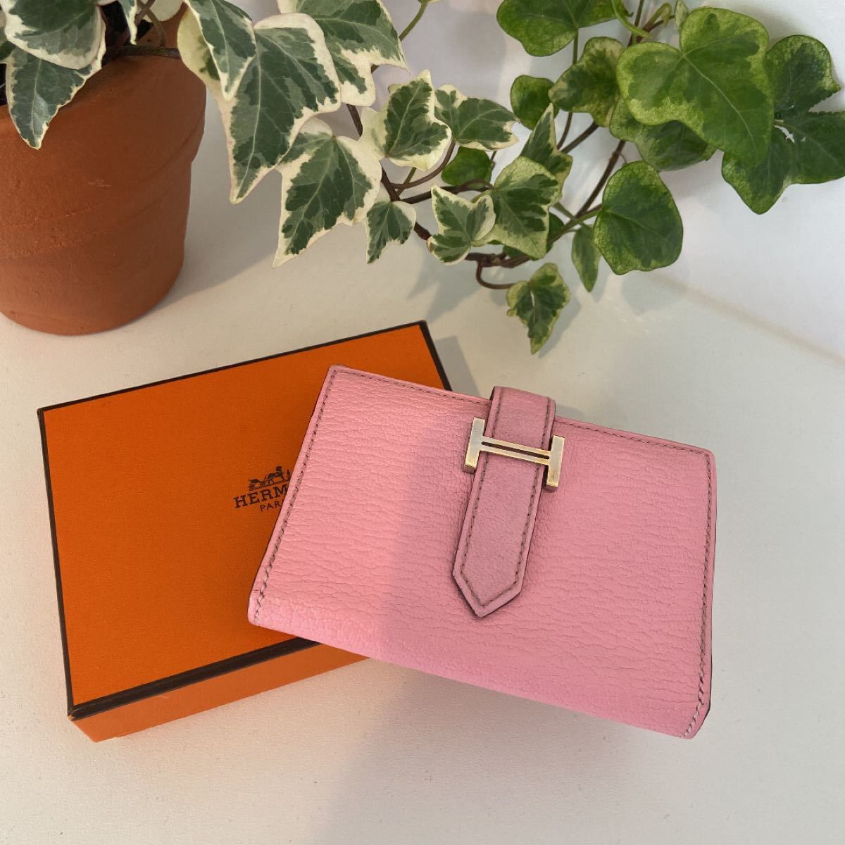 HERMES エルメス ベアンミニ ローズコンフェッティ コンパクトミニ財布