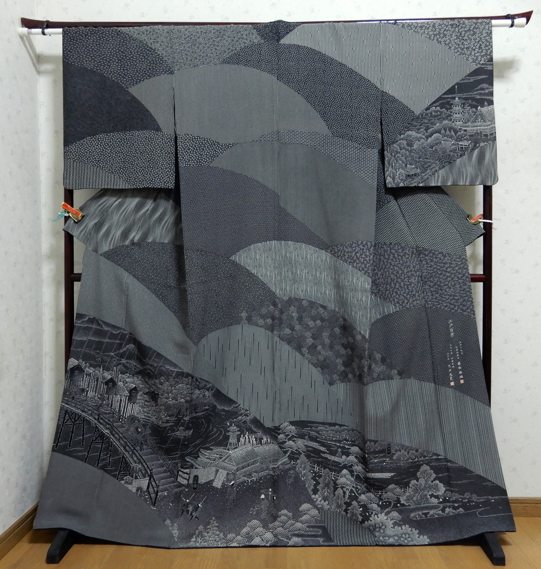 美品】 江戸小紋 訪問着 江戸百景 落款 染谷梅治 太田茂夫 www